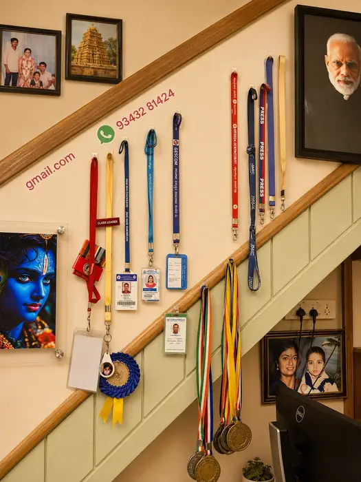 Employee ID cards, lanyards and custom accessories display